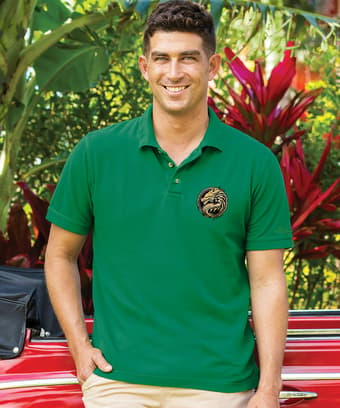 Dragon Medallion - Wintergreen Dyed Short Sleeve Pique' Polo Shirt