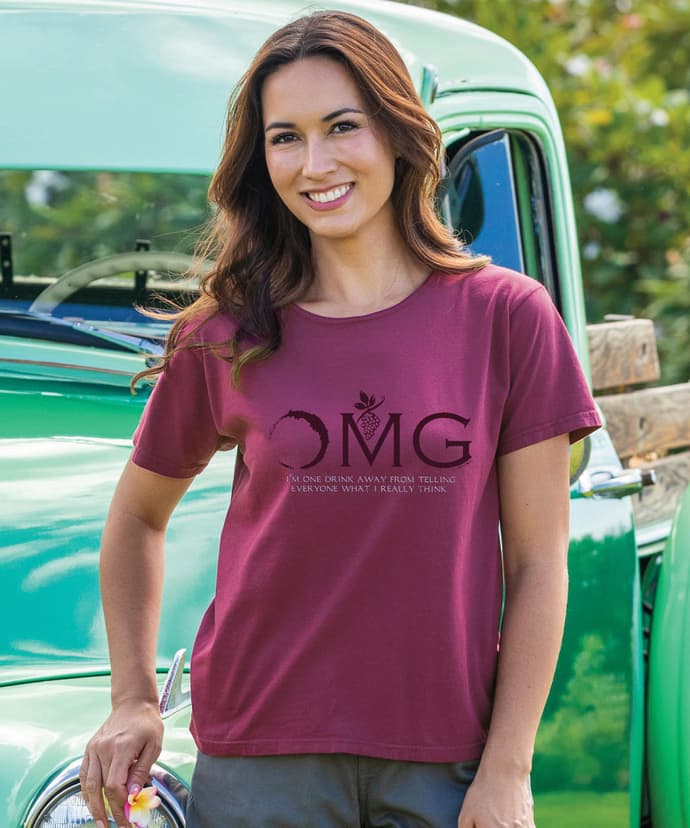 OMG Wine - Wine Dyed Short Sleeve Scoop Neck T-Shirt