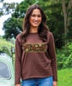 Hibiscus Maile Band - Chocolate Dyed Long Sleeve Crewneck T-Shirt