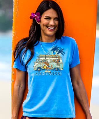 Volkswagen Hawaiian Humane Society Dog Day - Blue Hawaii Dyed Short Sleeve Scoop Neck T-Shirt