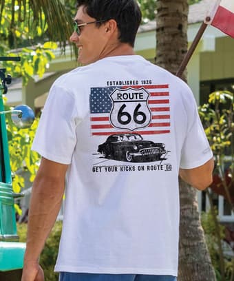 Route 66 - White Short Sleeve Crewneck T-Shirt