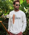 Island Surf - White Long Sleeve Crewneck T-Shirt