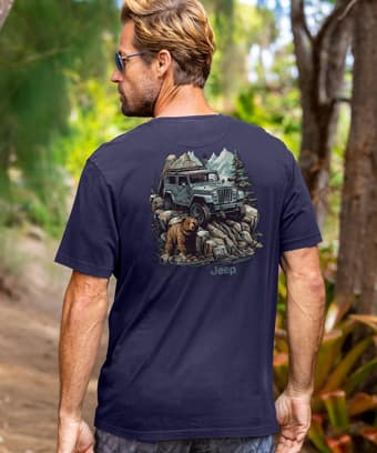 Jeep Wilderness Jeepin - Indigo Short Sleeve Pima T-Shirt