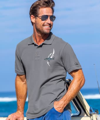 Shark Patrol - Crater Dyed® Short Sleeve Pique' Polo Shirt