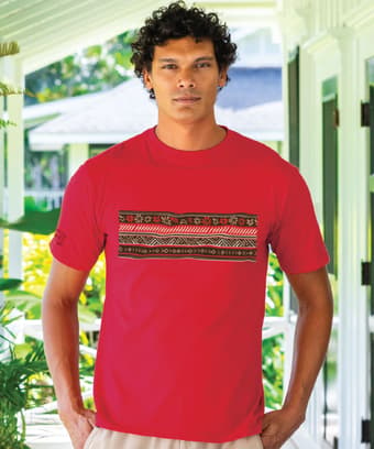 Linear Hawaiian Band - Cherry Dyed Short Sleeve Crewneck T-Shirt