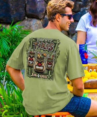 Thirsty Tikis - Hemp Dyed Short Sleeve Crewneck T-Shirt
