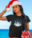 Happy Snowman - Black Short Sleeve Crewneck T-Shirt