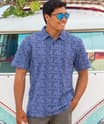 Island Movement - Blue Short Sleeve Hawaiian Polo Shirt