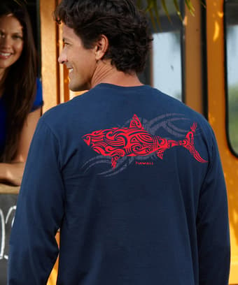 Red Shark - Navy Long Sleeve Crewneck T-Shirt