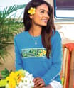 Tropical Pua Band - Blue Hawaii Dyed Long Sleeve Crewneck T-Shirt