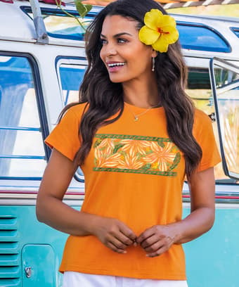 Flower Band - Apricot Dyed Short Sleeve Crewneck T-Shirt