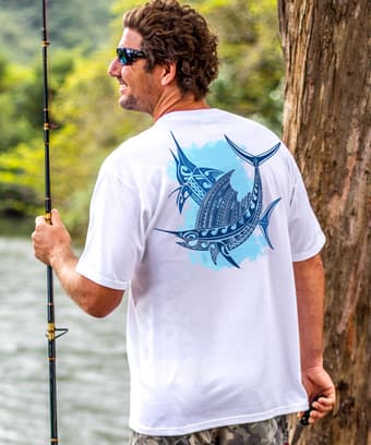 Tribal Sport Fishing - White Short Sleeve Crewneck T-Shirt