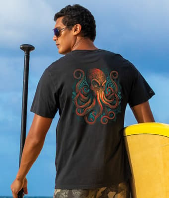 Tribal Octopus - Jet Black Short Sleeve Pima T-Shirt