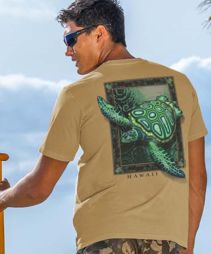 Sea Turtle Mosaic - Kona Coffee Dyed Short Sleeve Crewneck T-Shirt