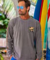 Woodcut Beach Scene - Crater Dyed® Long Sleeve Crewneck T-Shirt
