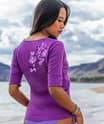 Leihua - Violet Short Sleeve Banded Rib Knit T-Shirt
