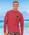 Palm Ocean View - Paradise Red Dyed Long Sleeve Crewneck T-Shirt