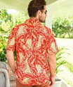 Tropical Canopy - Khaki Red Short Sleeve Hawaiian Polo Shirt