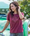 Wine Quilt - Wine Dyed Short Sleeve Scoop Neck T-Shirt