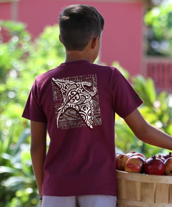 Tribal Manta Block - Fig Dyed Short Sleeve Crewneck T-Shirt