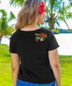 Mele Pua Kumulaau - Black Short Sleeve Scoop Neck T-Shirt