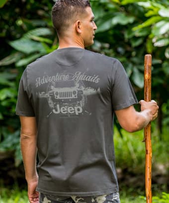 Jeep Adventure Awaits - Smoke Short Sleeve Pima T-Shirt