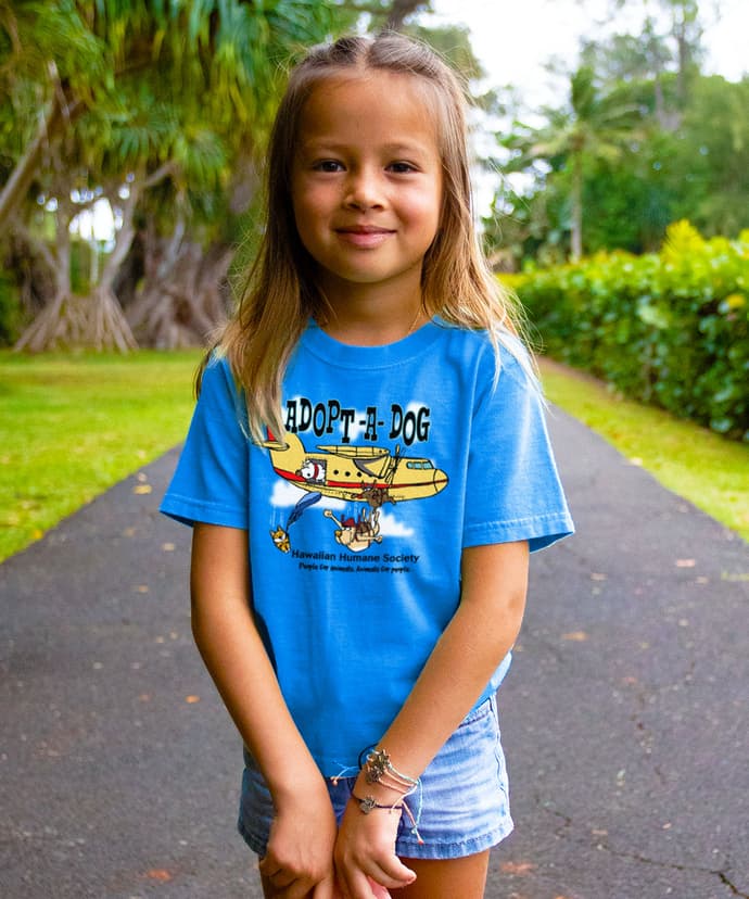 Hawaiian Humane Society Sky Dive - Blue Hawaii Dyed Short Sleeve Crewneck T-Shirt