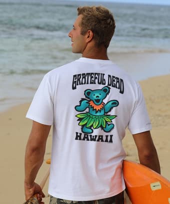 Grateful Dead Hula Bear - White Short Sleeve Crewneck T-Shirt