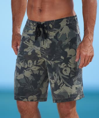 Hulaflage - Camo Green Floral Board Shorts