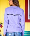 B. Kliban Cat Stripe - Lavender Dyed Long Sleeve Crewneck T-Shirt