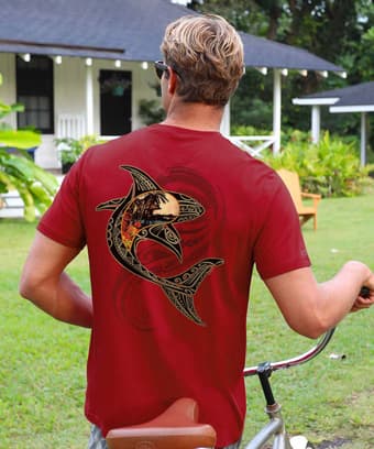 Tribal Mano Scenic - Rugby Red Short Sleeve Pima T-Shirt