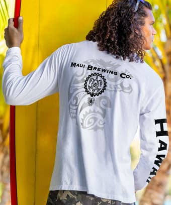 Maui Brewing Co Vintage Tattoo - White Long Sleeve Crewneck T-Shirt