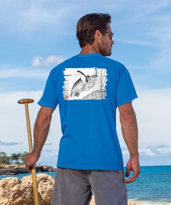 Wyland® Sea Turtle Reef Flight - Blue Hawaii Dyed Short Sleeve Crewneck T-Shirt