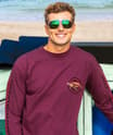 Honu Tribal Woodcut - Wine Dyed Long Sleeve Crewneck T-Shirt