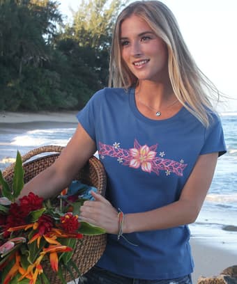 Apple Flower Band - Sapphire Short Sleeve Pima T-Shirt