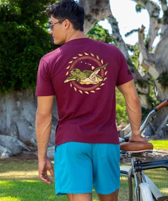 Tribal Honu Circle - Fig Dyed Short Sleeve Crewneck T-Shirt