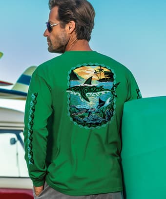 Mano Sunrise - Wintergreen Dyed Long Sleeve Crewneck T-Shirt