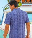 Island Movement - Blue Short Sleeve Hawaiian Polo Shirt