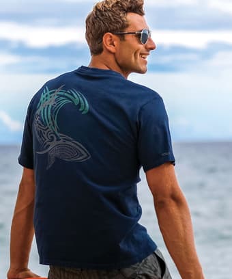 Tribal Mano Surf - Navy Short Sleeve Crewneck T-Shirt