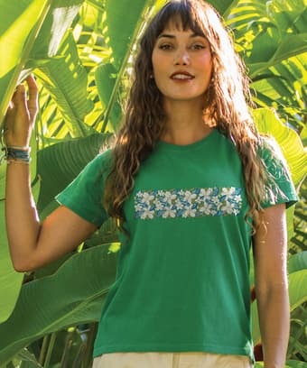 Plumeria Whisper Band - Wintergreen Dyed Short Sleeve Crewneck T-Shirt