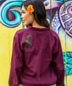 Tropical Floral Turtle - Fig Dyed Long Sleeve Lightweight Pullover