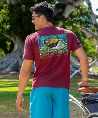 Tropical Reef Humu - Fig Dyed Short Sleeve Crewneck T-Shirt