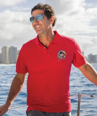 Live Free - Cherry Dyed Short Sleeve Oceanfront Polo Shirt