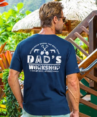 Dads Workshop Rules - Navy Short Sleeve Crewneck T-Shirt