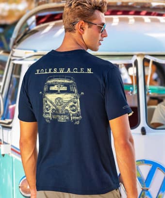 Volkswagen Sketched Van - Navy Short Sleeve Crewneck T-Shirt