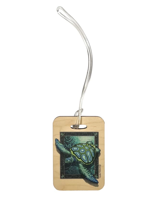 Sea Turtle Mosaic - Wooden Bag Tag