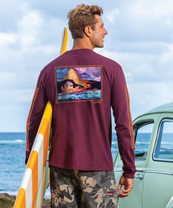 Lava Meets Ocean - Fig Dyed Long Sleeve Crewneck T-Shirt