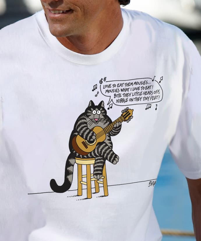 B. Kliban Eat Them Mousies - White Short Sleeve Crewneck T-Shirt