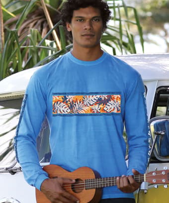 Tiki Band - Blue Hawaii Dyed Long Sleeve Crewneck T-Shirt