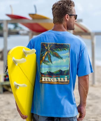 Beach Poster - Blue Hawaii Dyed Short Sleeve Crewneck T-Shirt